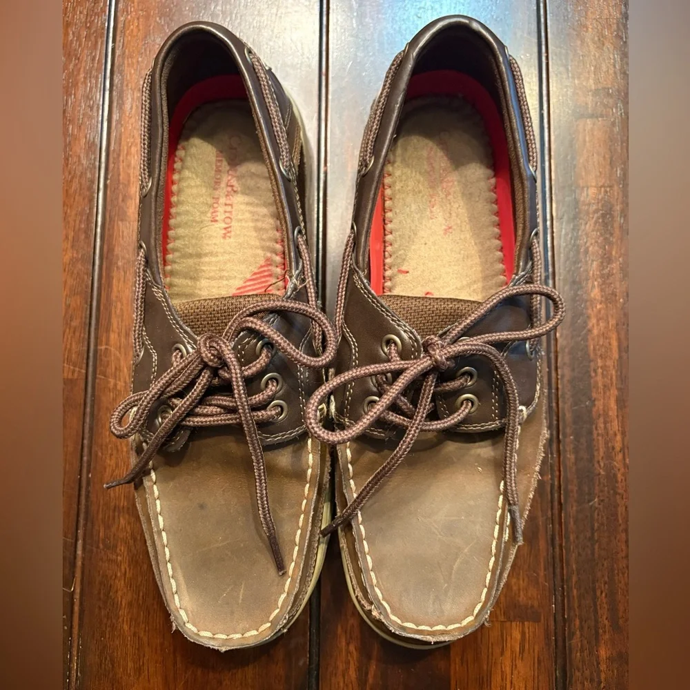 Men's Croft & Barrow Brown Casual Leather Boat Shoes Size 9